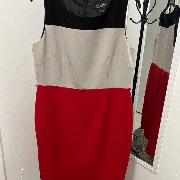 EVAN PICONE Colorblock Sleeveless Dress - Black, Gray, and Red - Picture 1 of 7